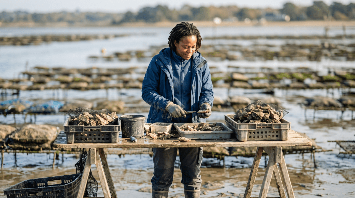 Oyster farm owner working on their new business idea