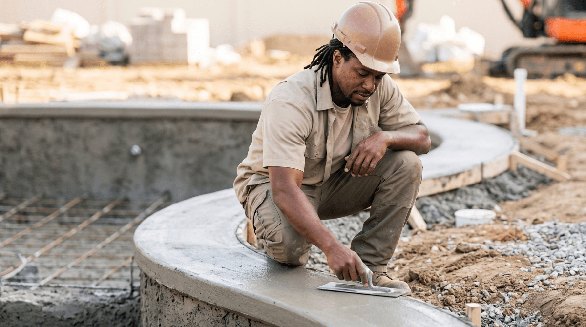 Pool builder business owner building a swimming pool