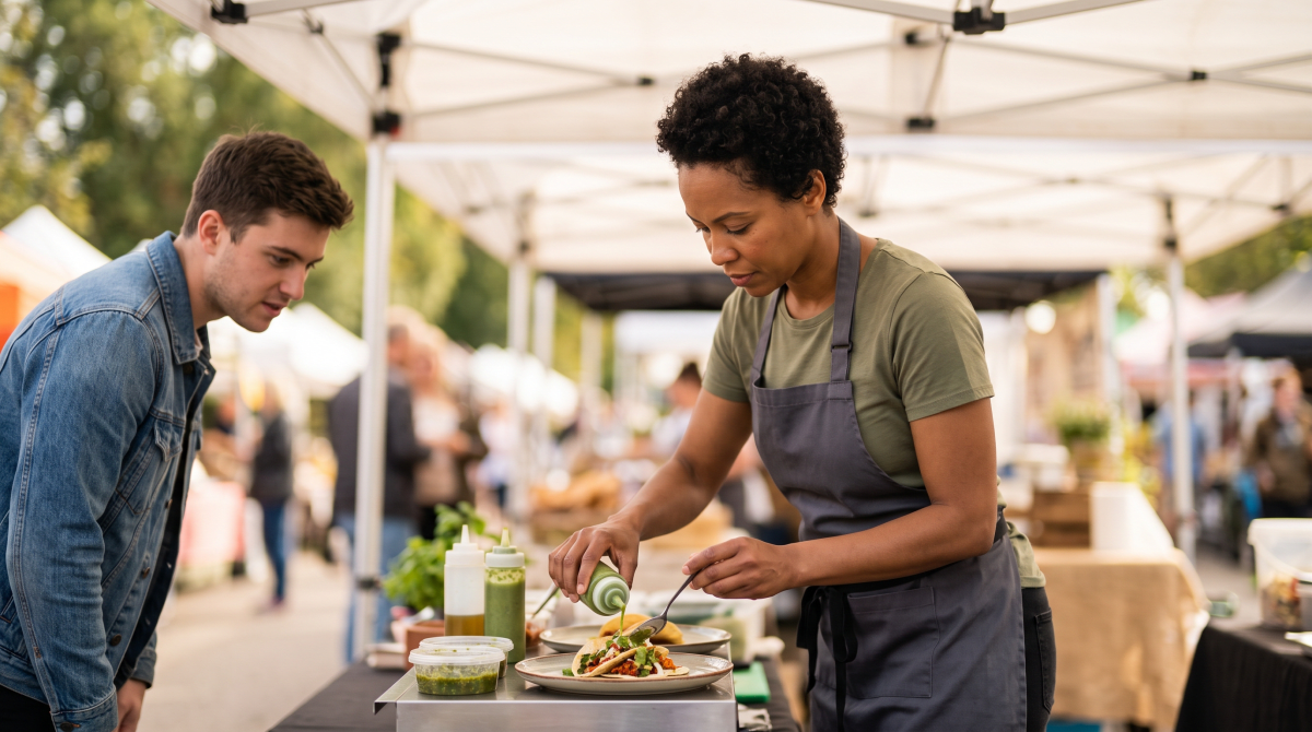 Pop-up restaurant owner starting a business.