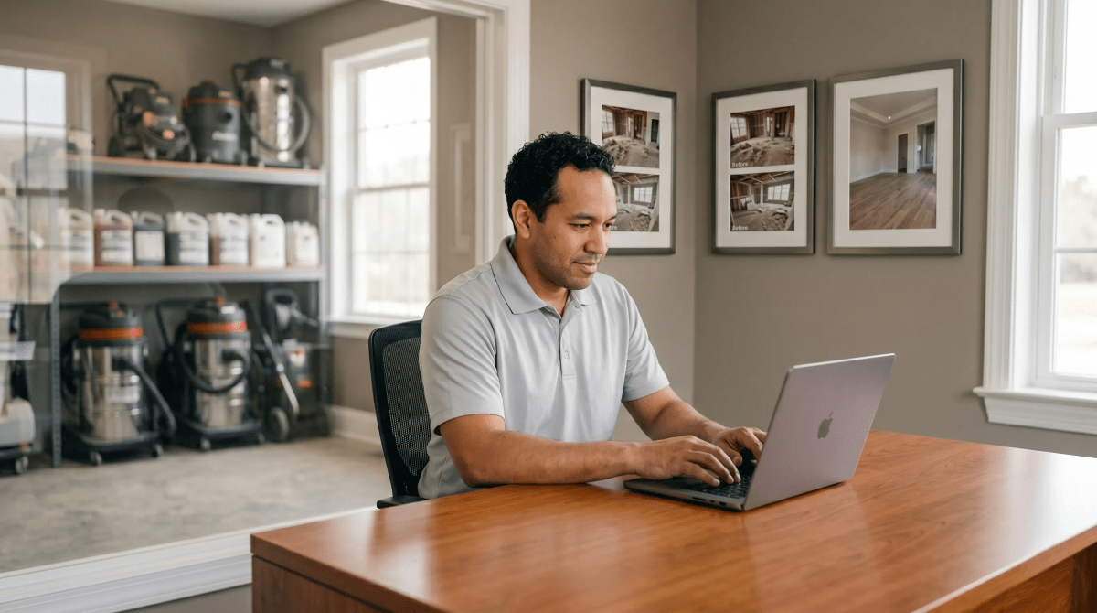 Starting a post-construction cleaning business LLC on a computer