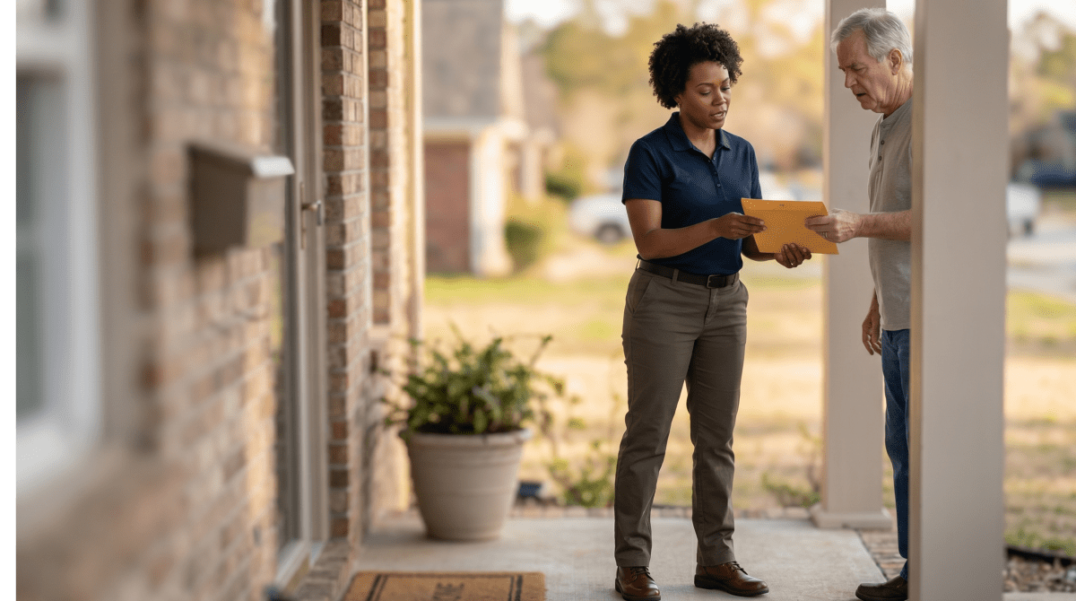 Process server serving legal documents for a legal support and court services business