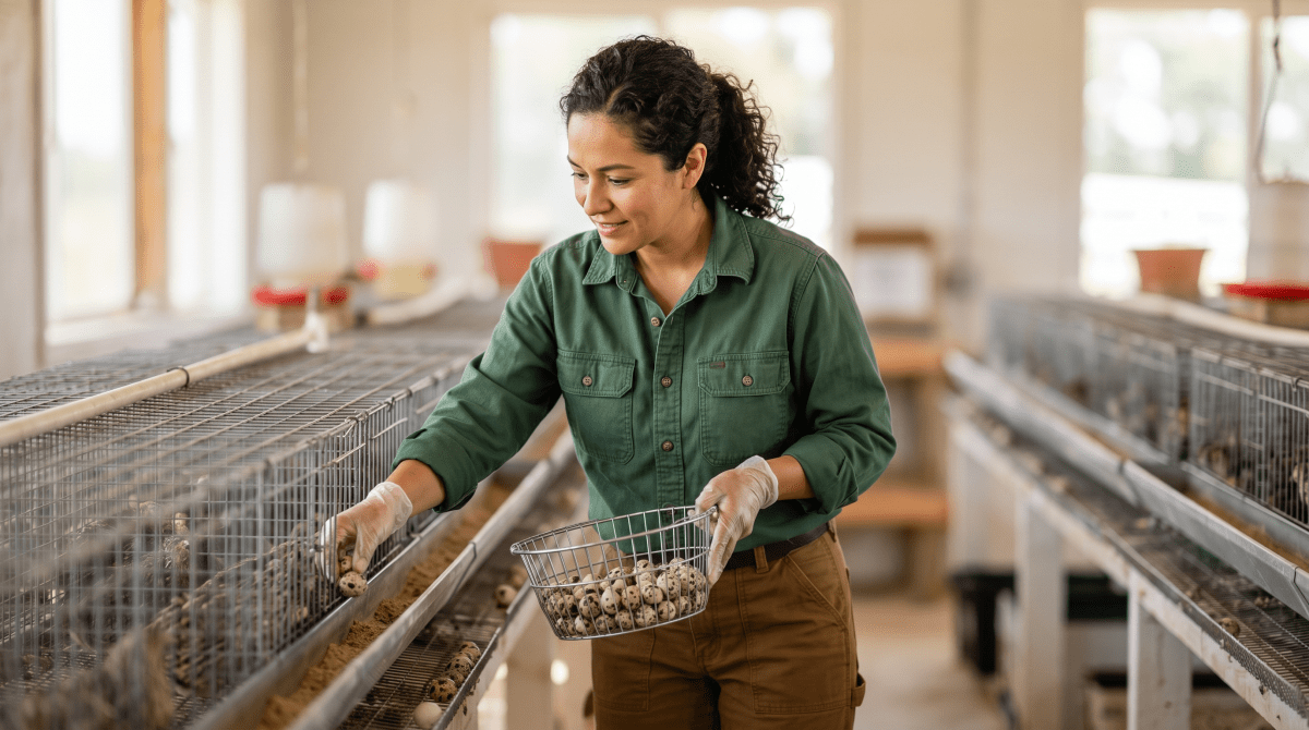 Quail farm owner working on their new business idea