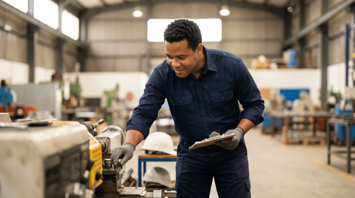 Safety compliance consulting business owner reviewing OSHA regulations with a client on a job site