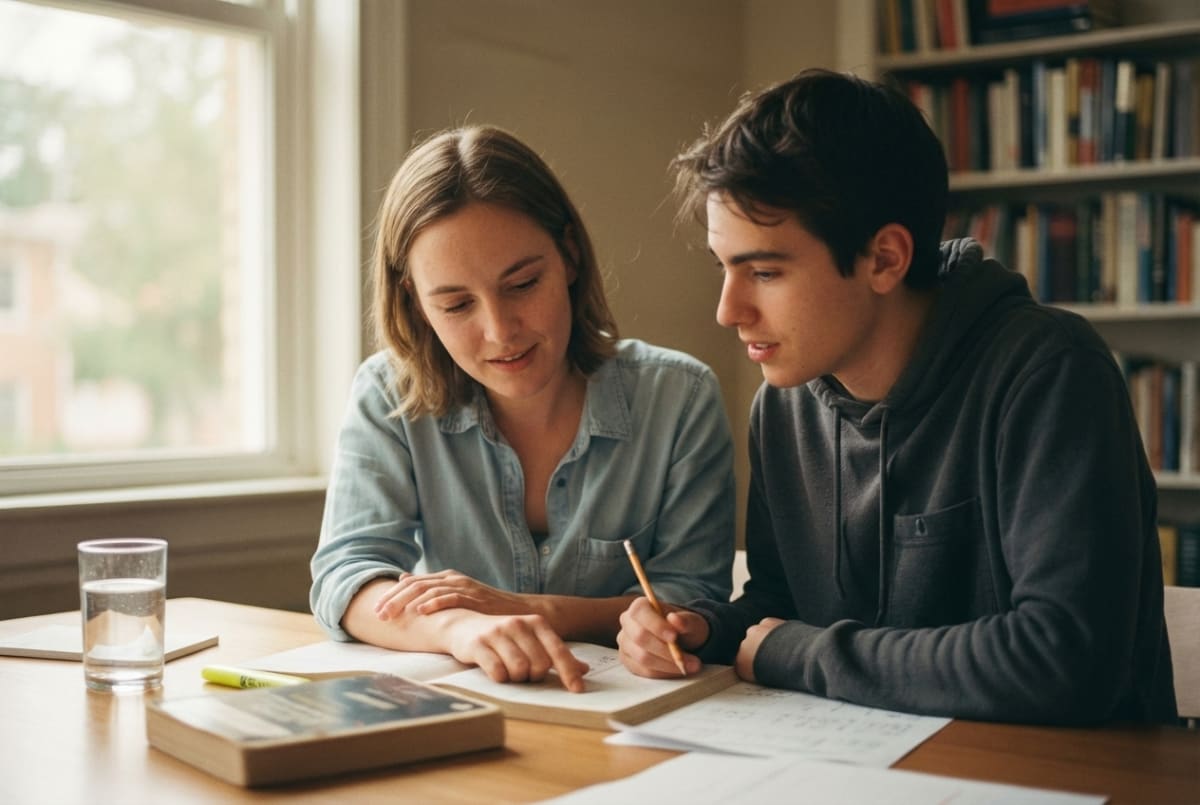 SAT and ACT test prep tutoring session with a student practicing exam problems with an instructor
