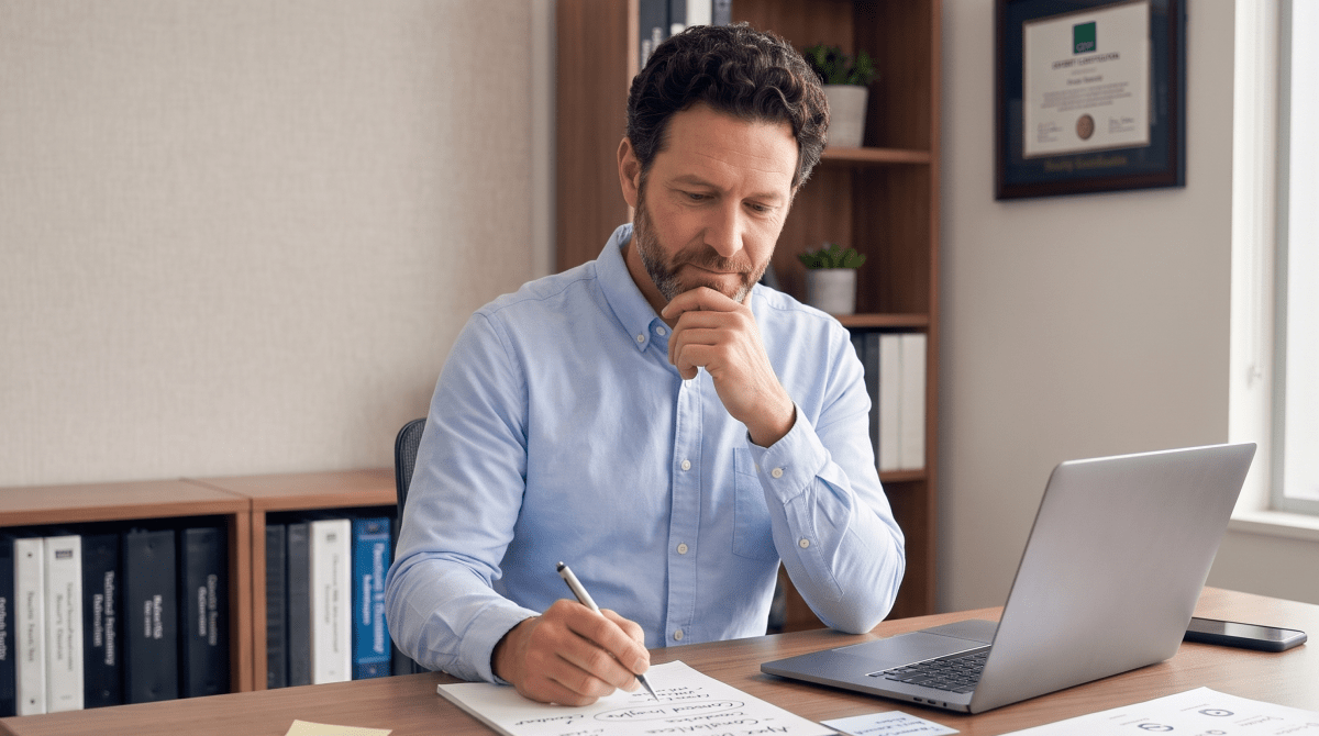 Security compliance consulting owner brainstorming business name ideas
