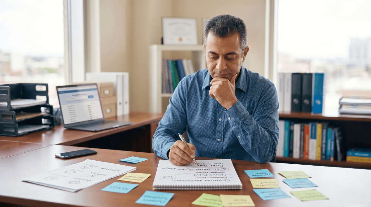SEO agency owner brainstorming business names