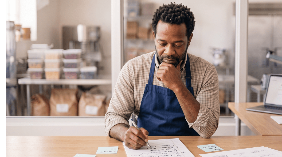 Specialty snack brand owner brainstorming business name ideas
