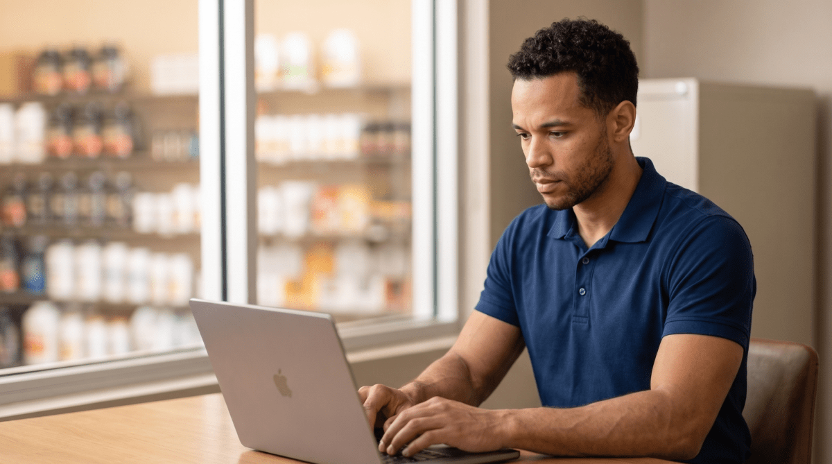 Sports nutrition store owner creating an LLC for a health supplements and wellness retail business