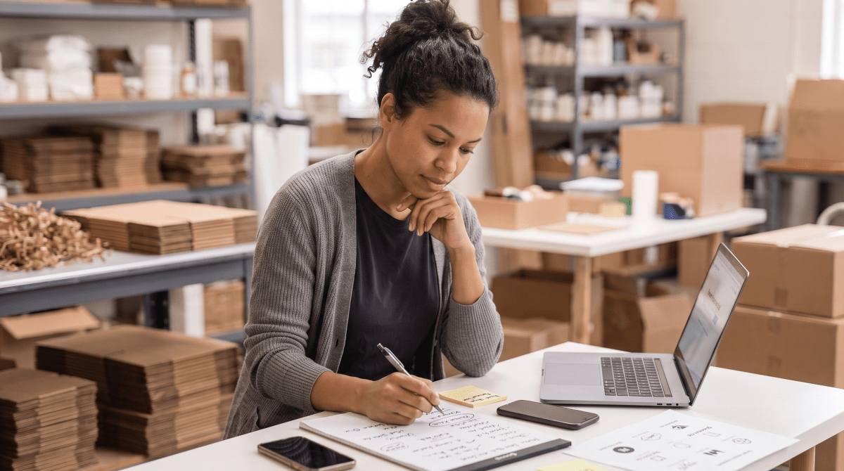 Subscription box owner brainstorming business name ideas