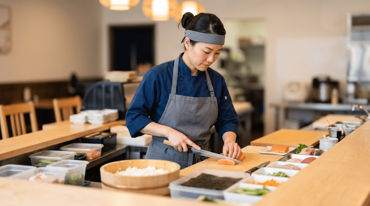 Sushi restaurant owner starting a business.