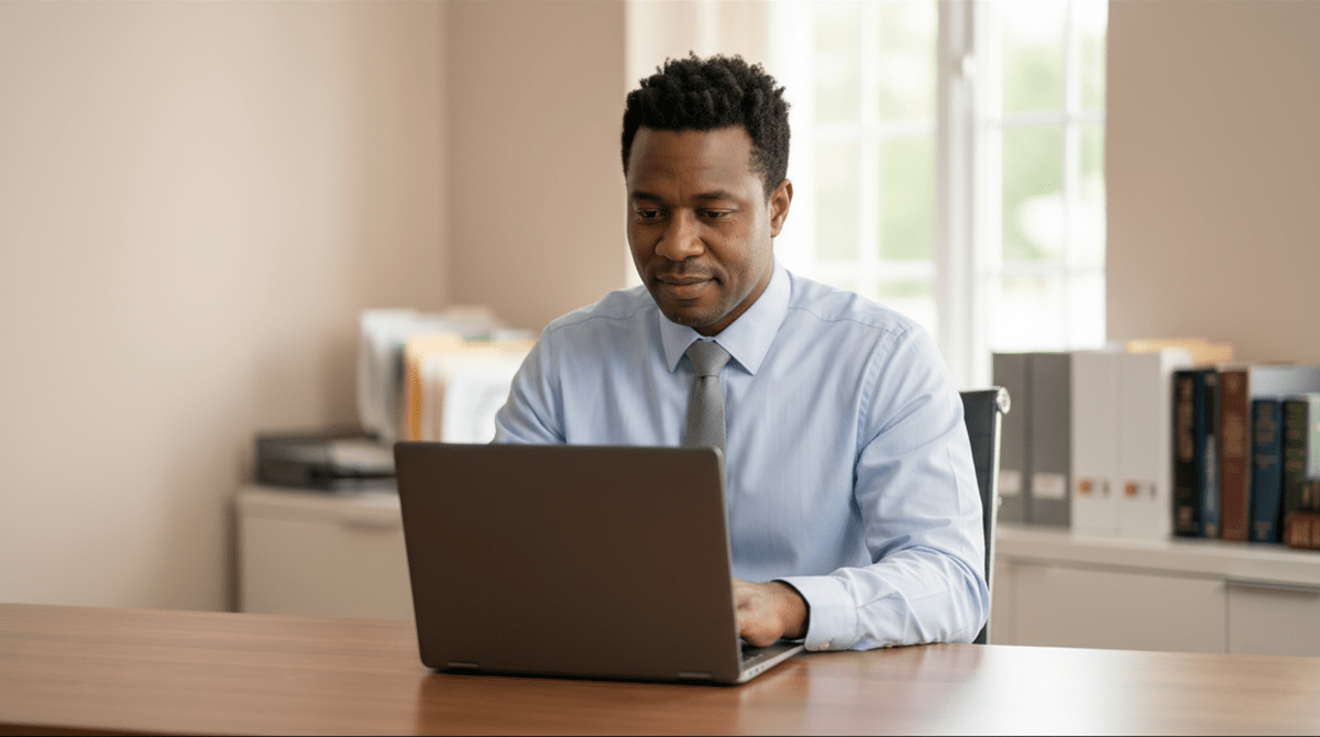 Tax preparer registering a tax preparation business as an LLC on computer