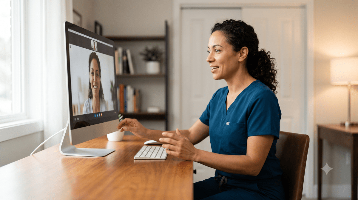 Telehealth practice owner conducting a virtual patient visit