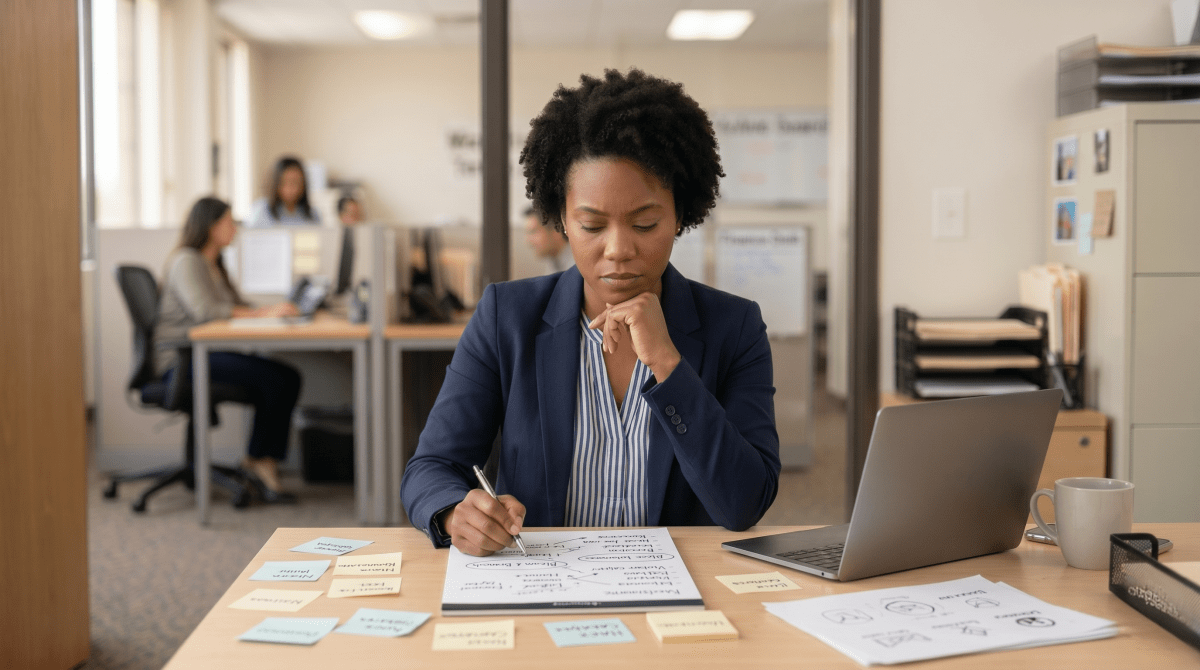 Temp agency owner thinking of business name ideas for a staffing company