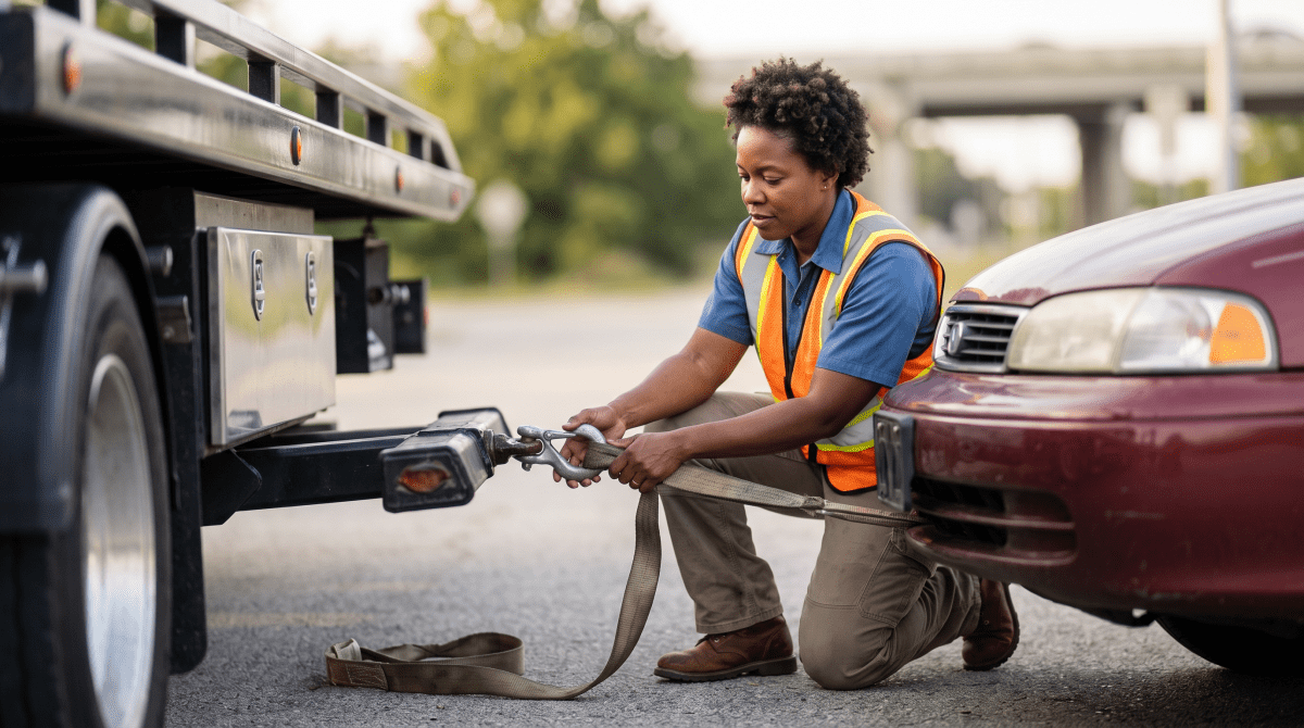 Towing and recovery business owner working on their business