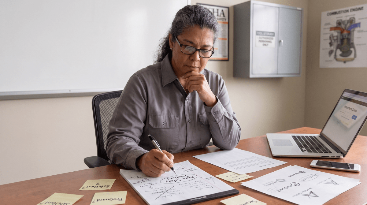 Trades training school owner brainstorming business name ideas