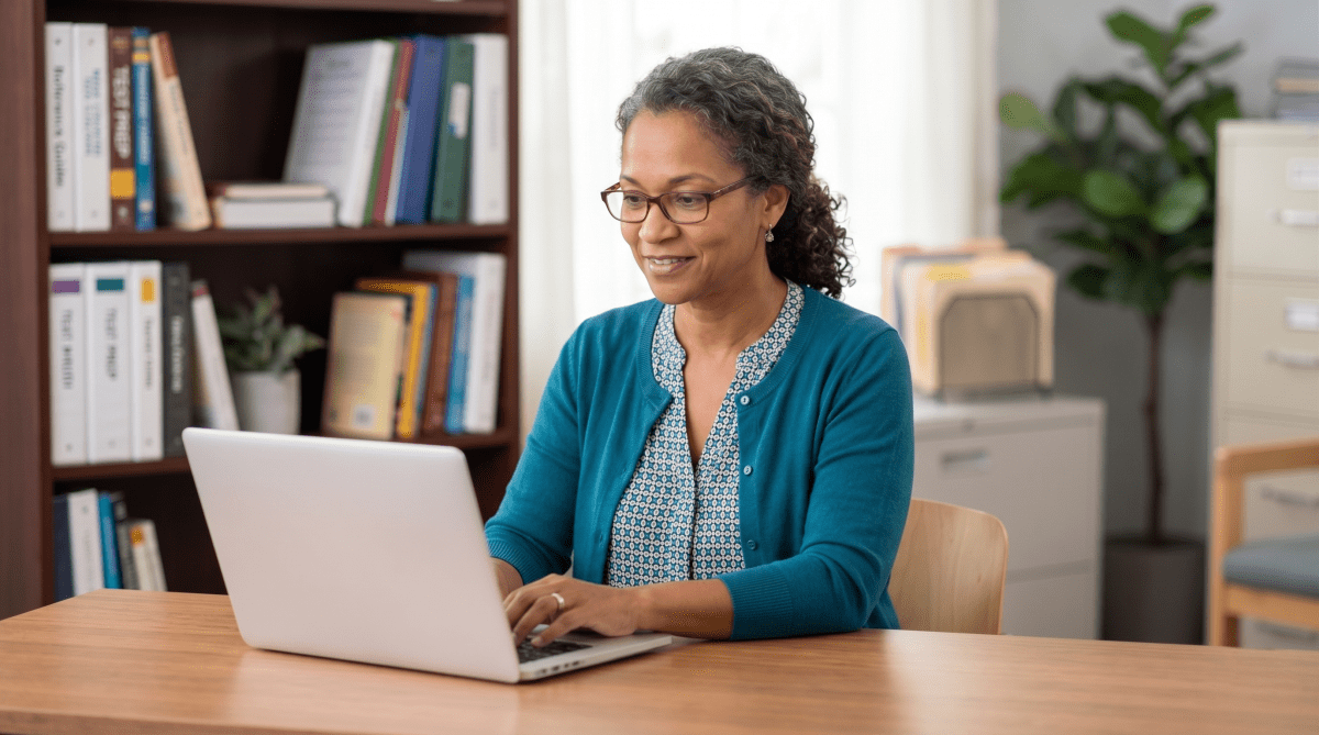 Tutor starting a test prep business LLC from study desk