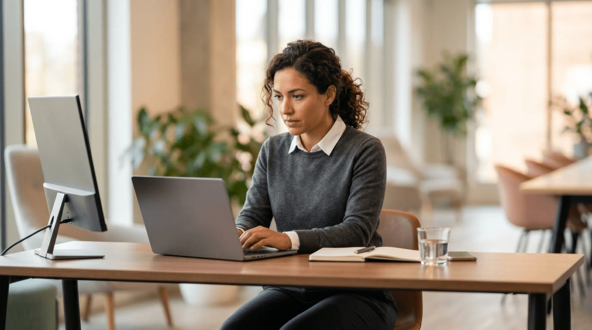 VC-backed SaaS startup founder working in a modern office environment on business growth