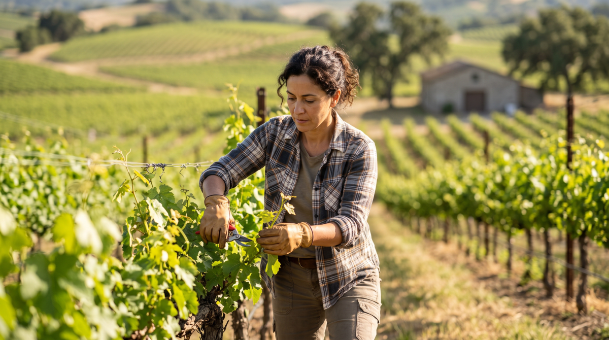 Vineyard owner working on their business