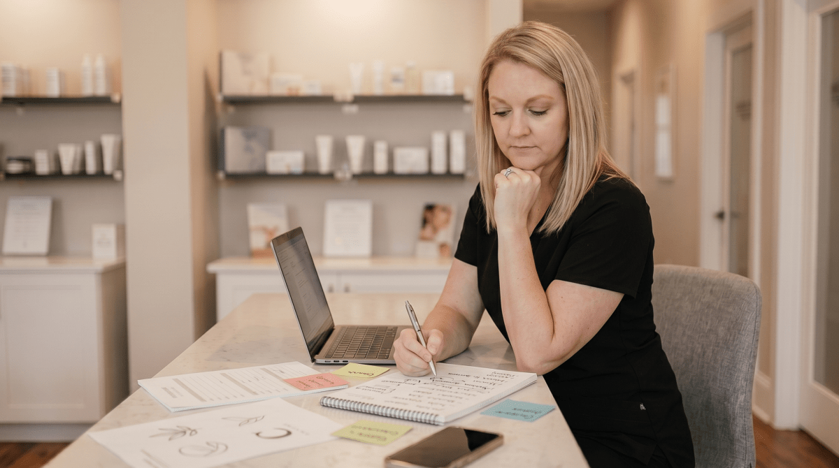 Waxing salon owner brainstorming business name ideas