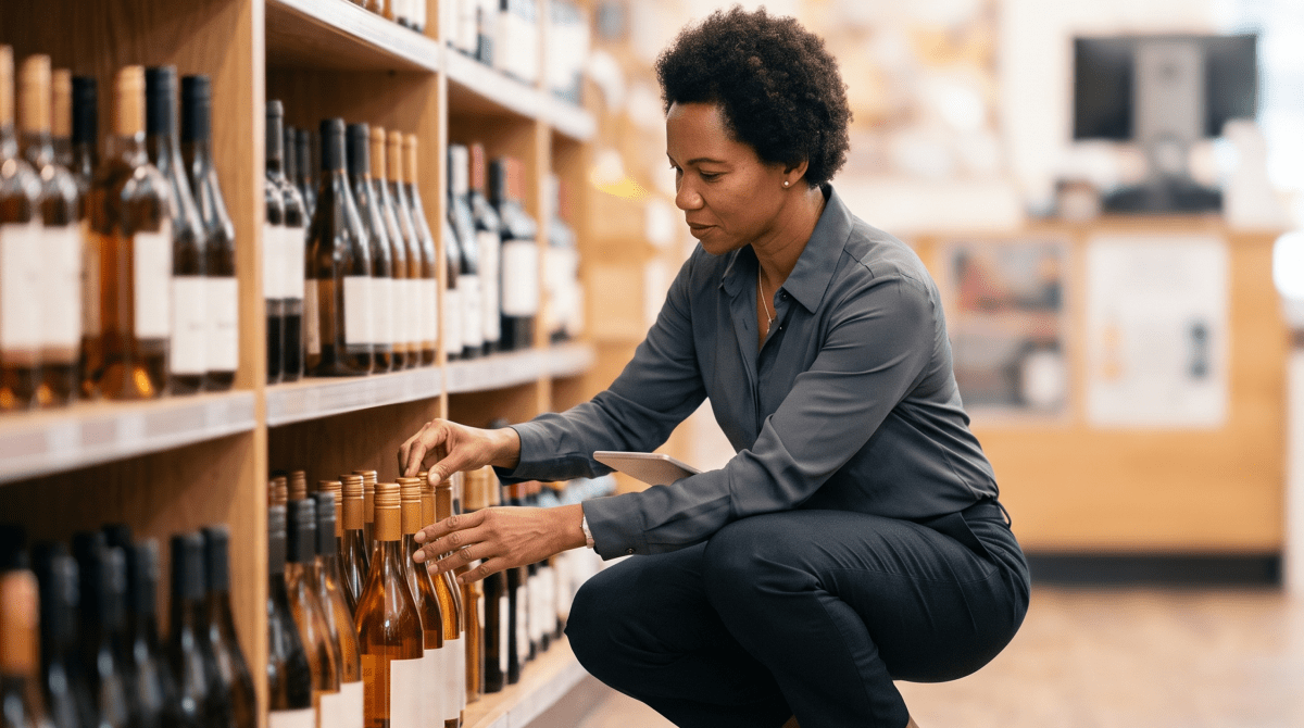 Wine and spirits shop owner running a wine and spirits shop