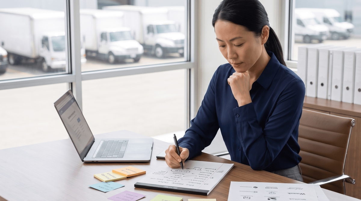 Fleet management consulting owner brainstorming business name ideas