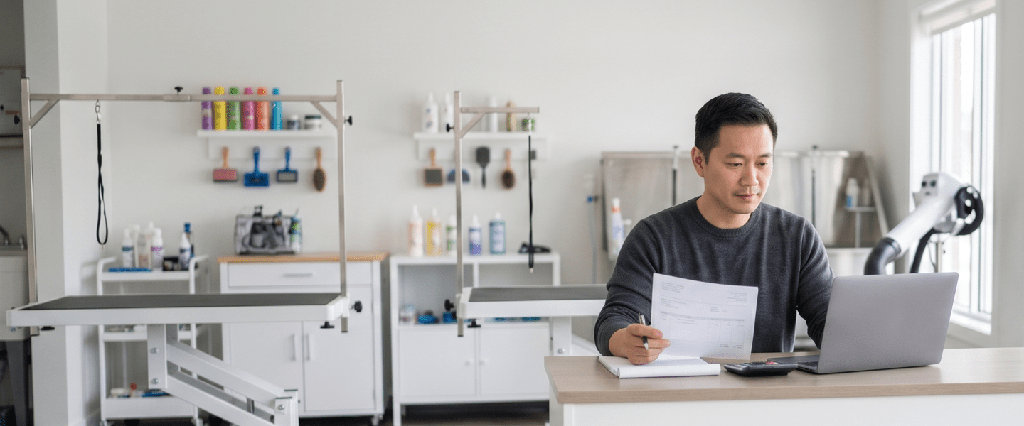 Business owner reviewing registered agent annual fees.