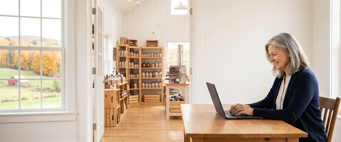 Maple syrup shop owner starting a Vermont sole proprietorship.