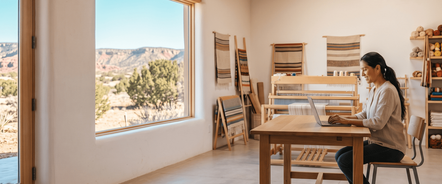 Weaving studio owner starting a New Mexico sole proprietorship.