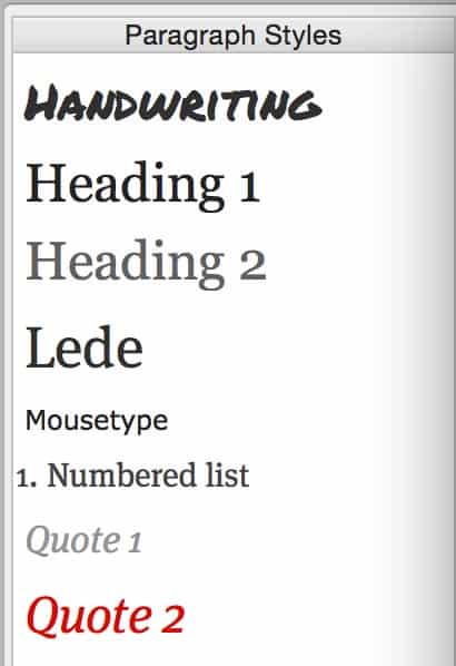 the styles drawer in Apple’s iBooks Author