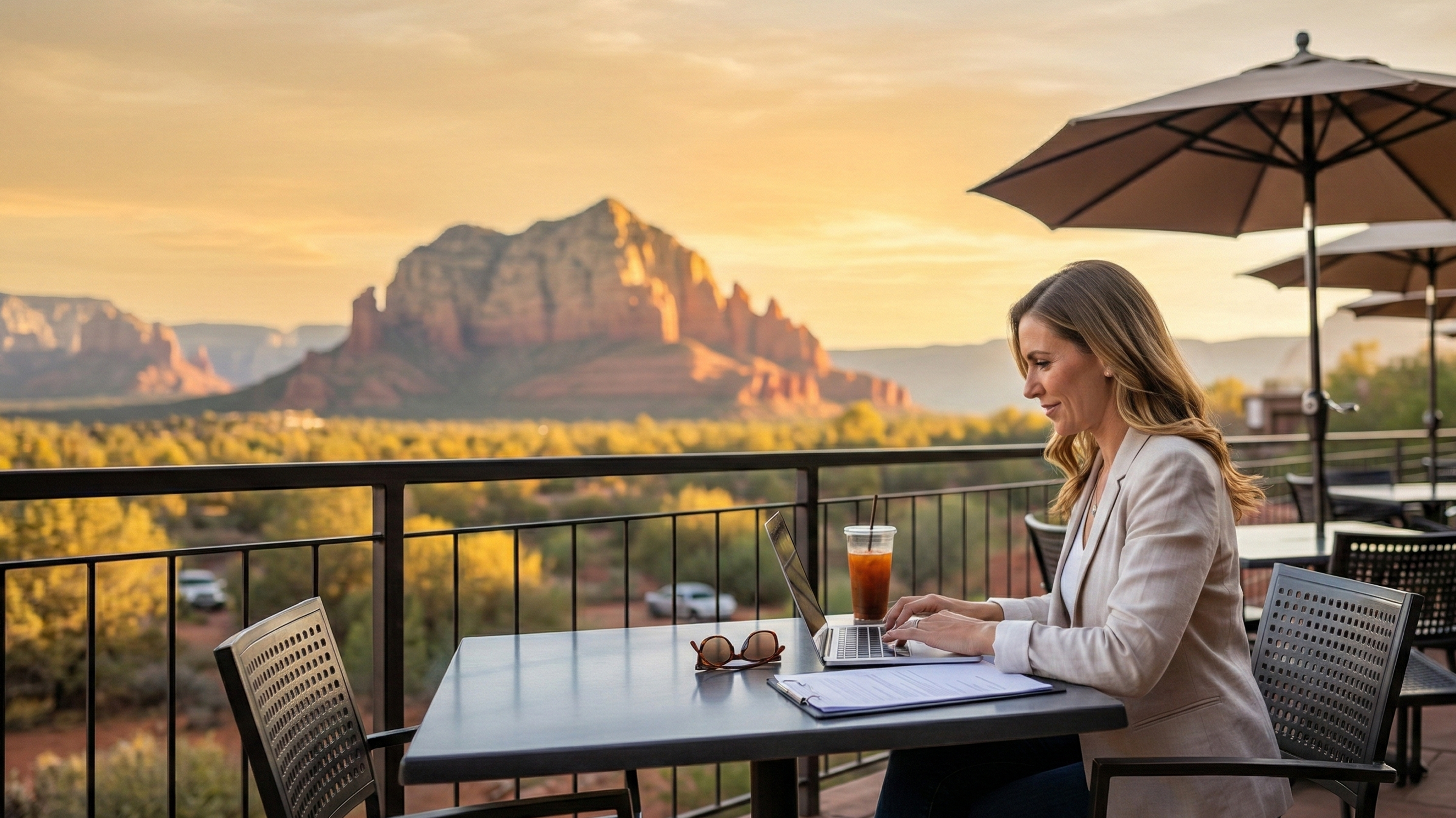 business woman working outside in Arizona forming an LLC