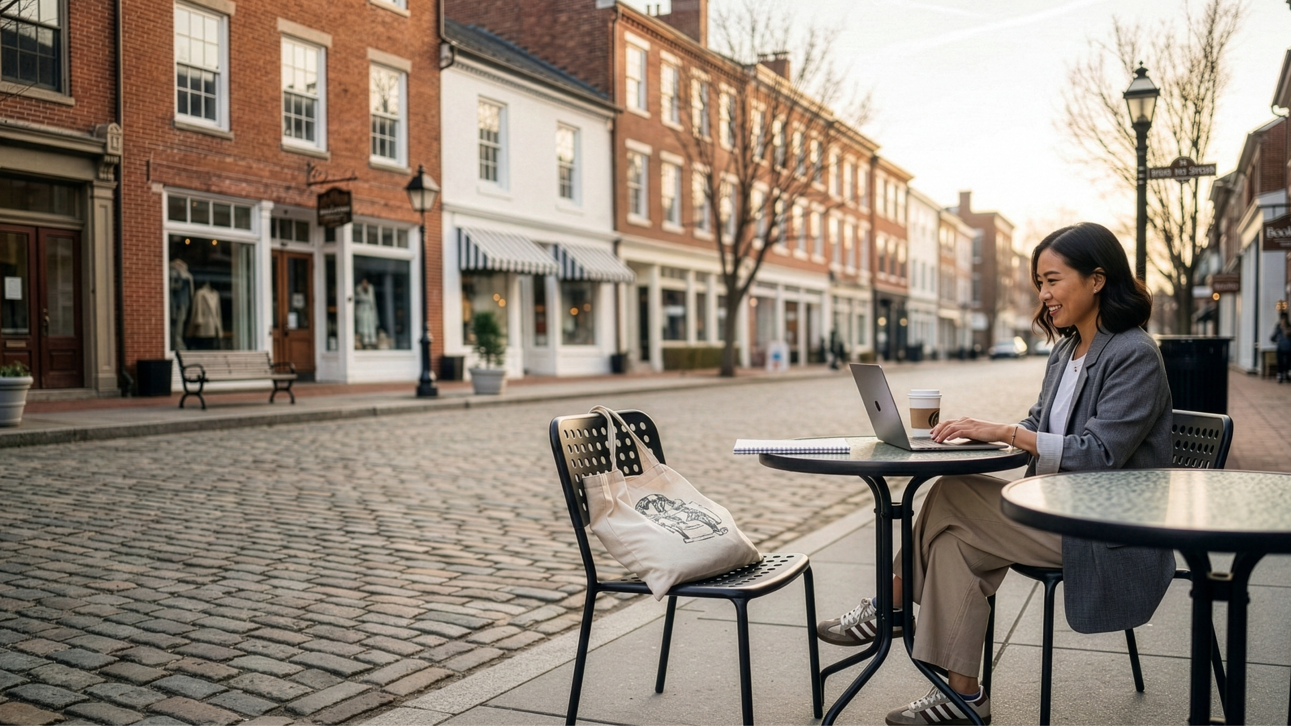 woman in downtown virginia working on her LLC