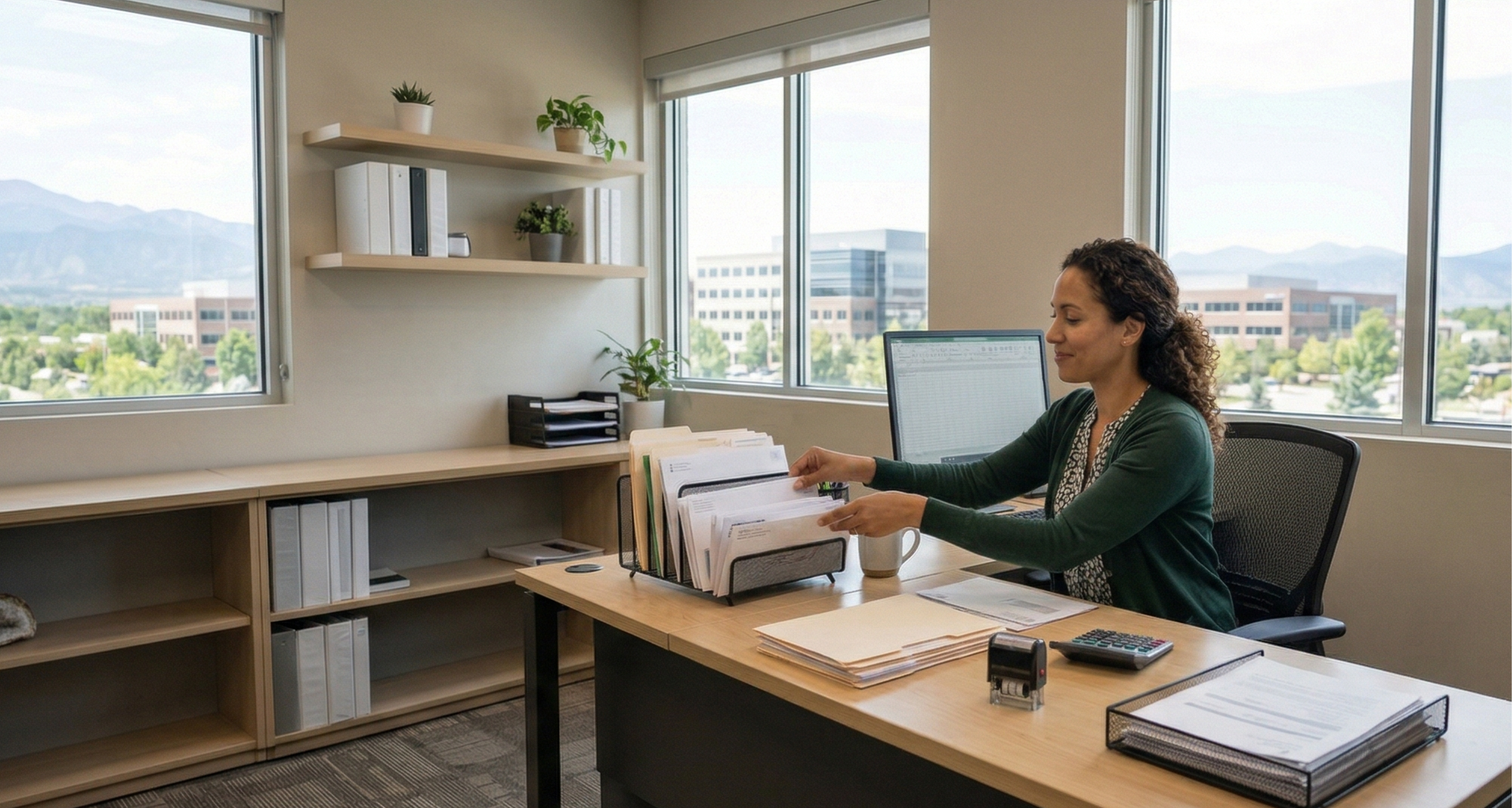 Woman submitting documents
