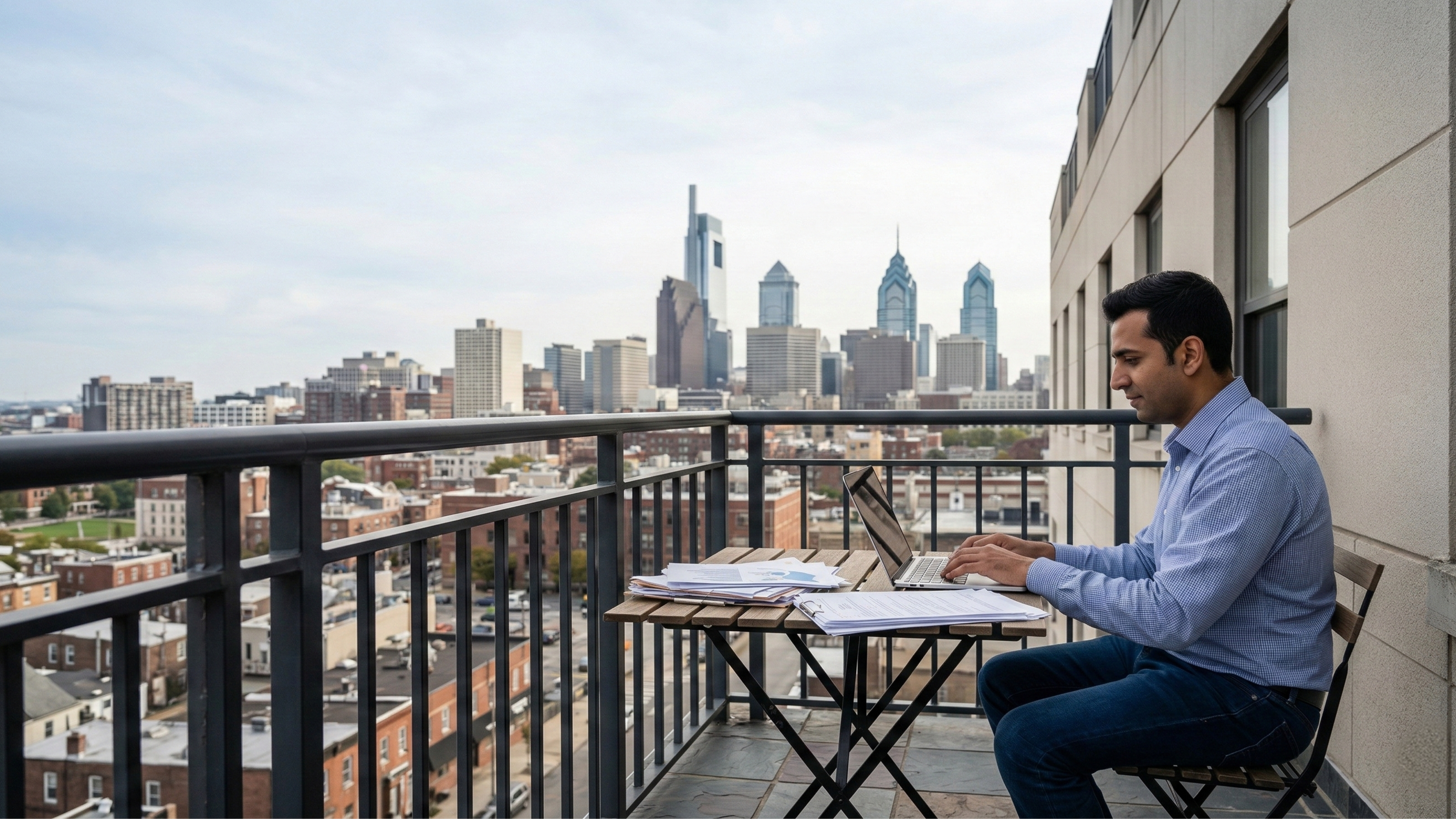 man forming his LLC from his balcony in pennsylvania