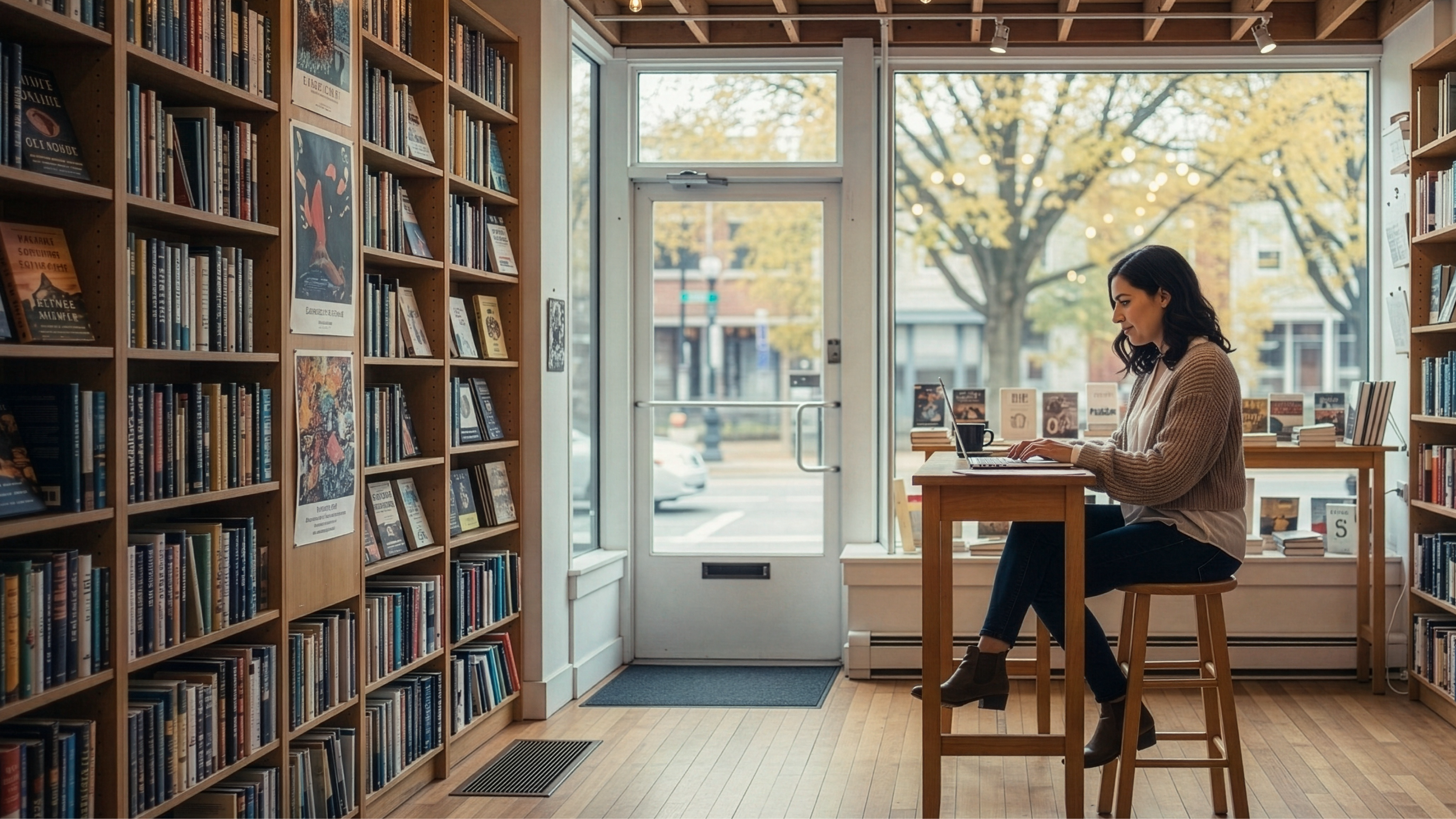 Business woman forming an LLC from a book shop in Rhode Island