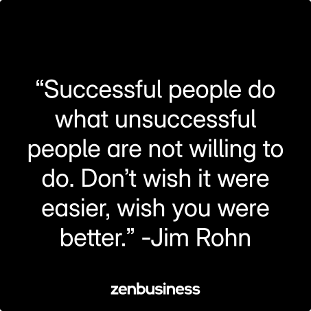 “Successful people do what unsuccessful people are not willing to do. Don’t wish it were easier, wish you were better.” -Jim Rohn