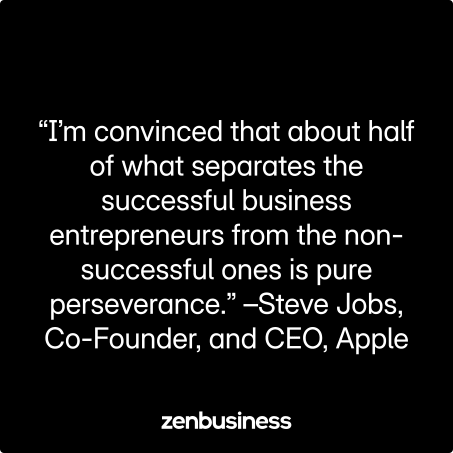 “I’m convinced that about half of what separates the successful business entrepreneurs from the non-successful ones is pure perseverance.” –Steve Jobs, Co-Founder, and CEO, Apple