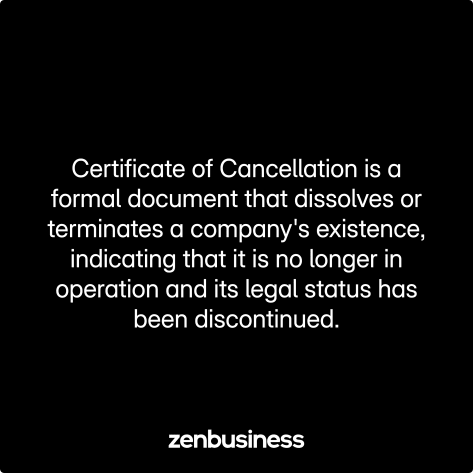 certificate of cancellation defined