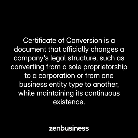 certificate of conversion defined