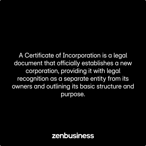 certificate of incorporation defined