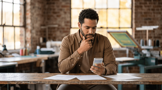Business owner comparing Incfile and Tailor Brands services