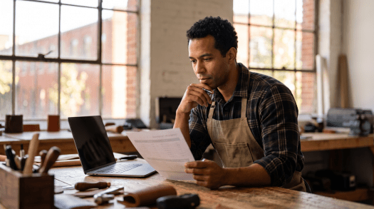 Business owner reviewing CSC registered agent service