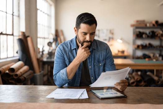 Business owner reviewing MyCompanyWorks' LLC formation service