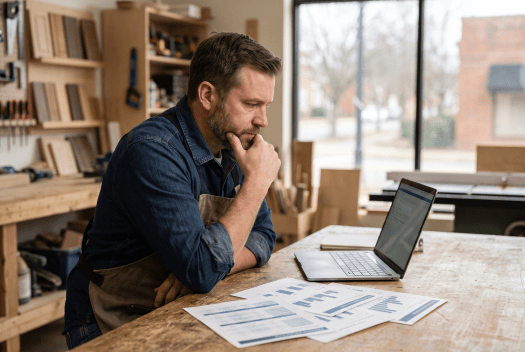 Business owner reviewing MyCorporation's LLC formation service