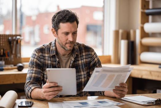 Business owner reviewing Rocket Lawyer's LLC formation service
