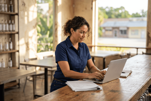 Business owner registering a Florida corporation online
