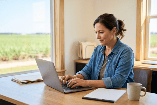 Business owner working on their Louisiana corporation at a desk