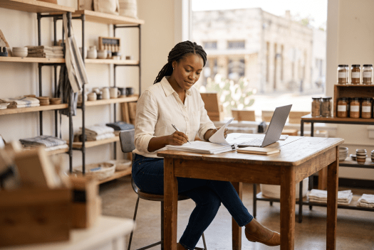 Business owner working on a Texas corporation
