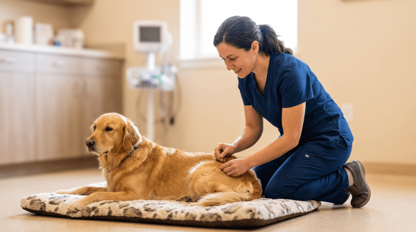 Animal acupuncture owner working on their new business