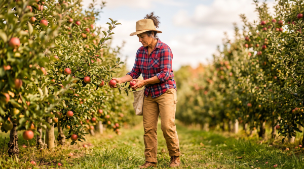 Apple orchard owner working on their new business idea