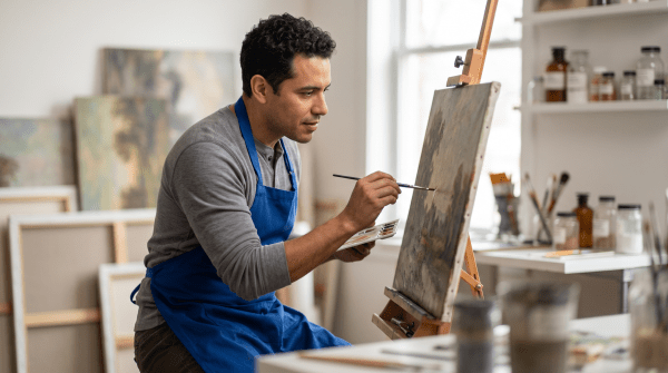Art restoration owner working on their new business